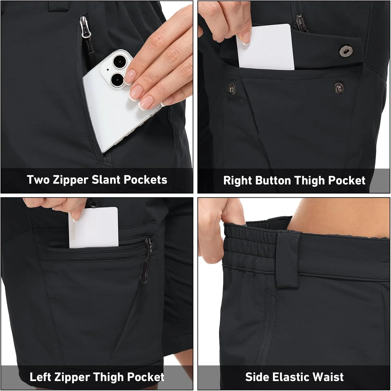Jessie Kidden Womens Stretch Cargo Hiking Shorts Quick Dry Elastic Waist 7" Casual Shorts for Women