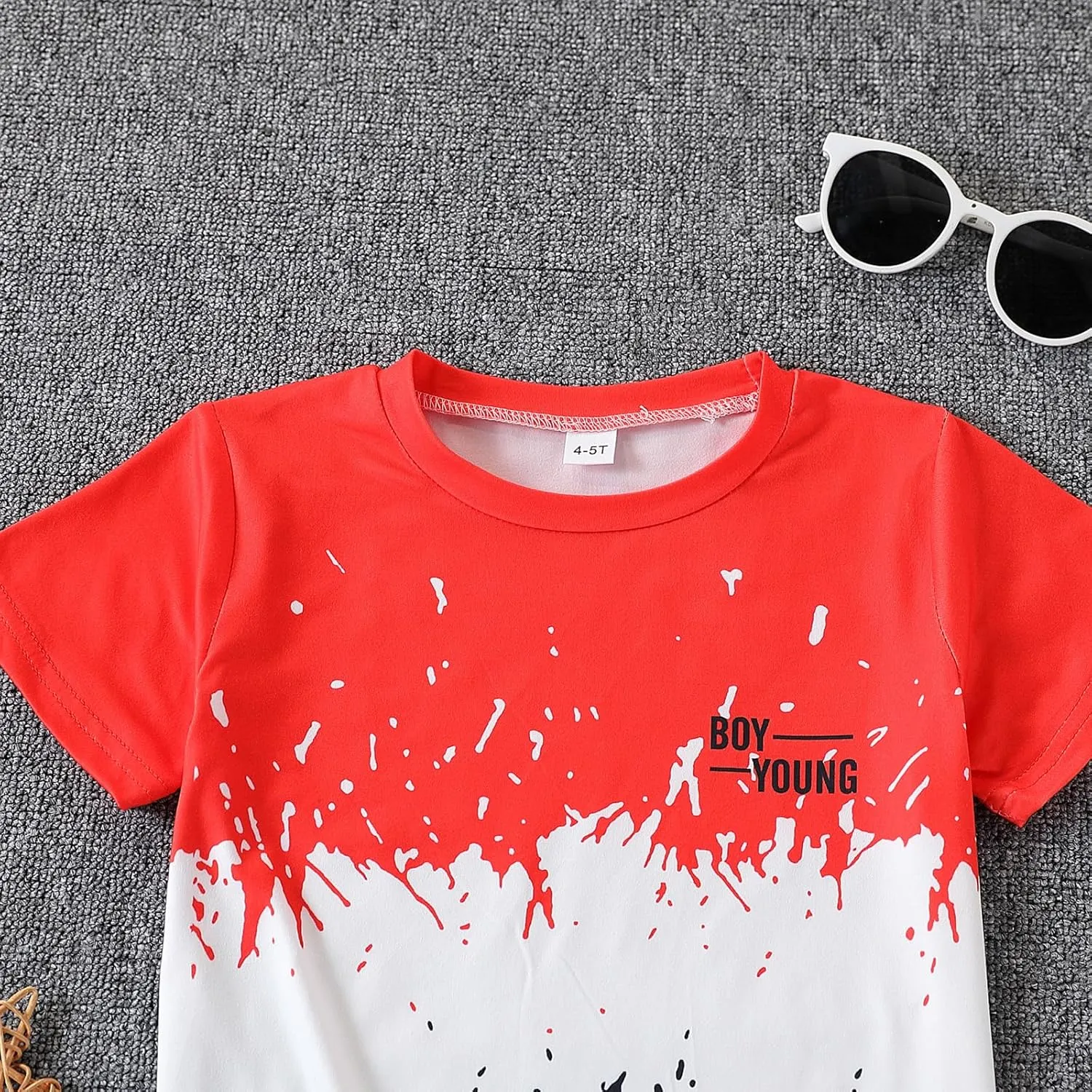 Kids Tween Boy Casual Clothing Set Letter Graphic Colorblock Tee  Shorts Summer Clothing Set