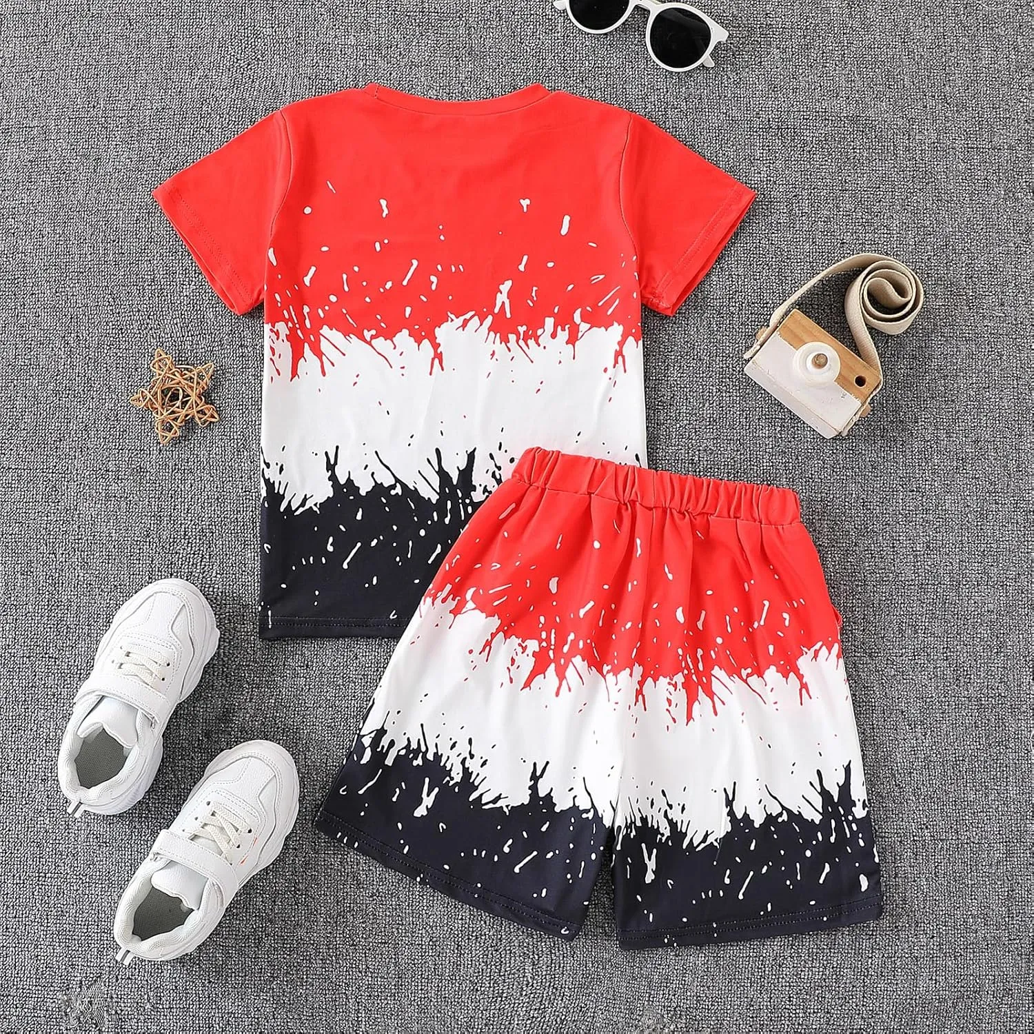 Kids Tween Boy Casual Clothing Set Letter Graphic Colorblock Tee  Shorts Summer Clothing Set