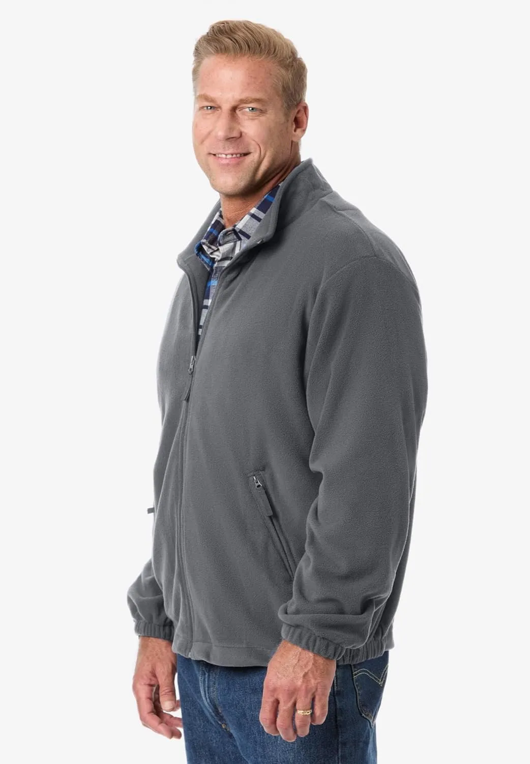 KingSize Men's Big & Tall Explorer Plush Fleece Full-Zip Jacket