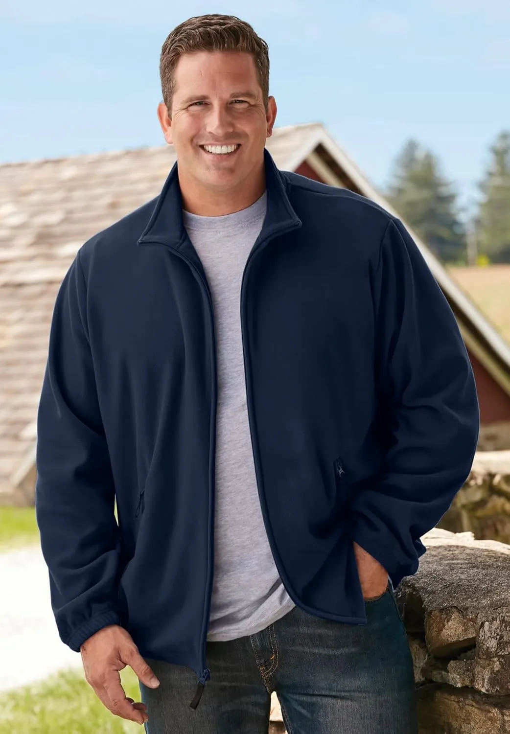 KingSize Men's Big & Tall Explorer Plush Fleece Full-Zip Jacket