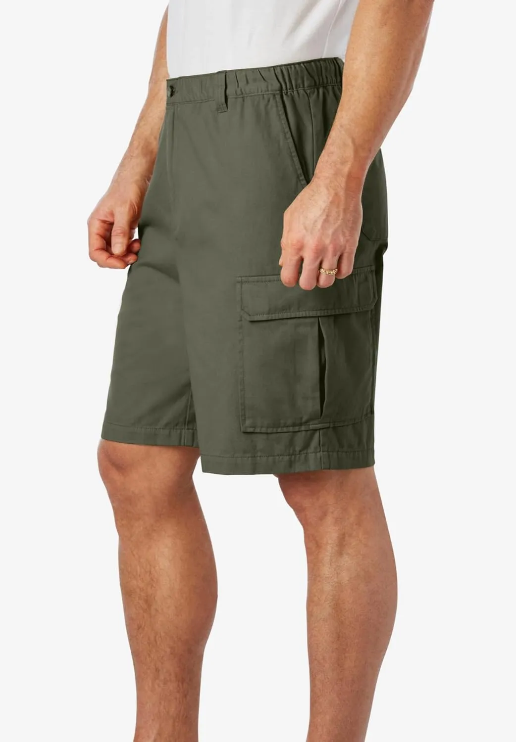 KingSize Men's Big & Tall Knockarounds 8" Full-Elastic Cargo Shorts