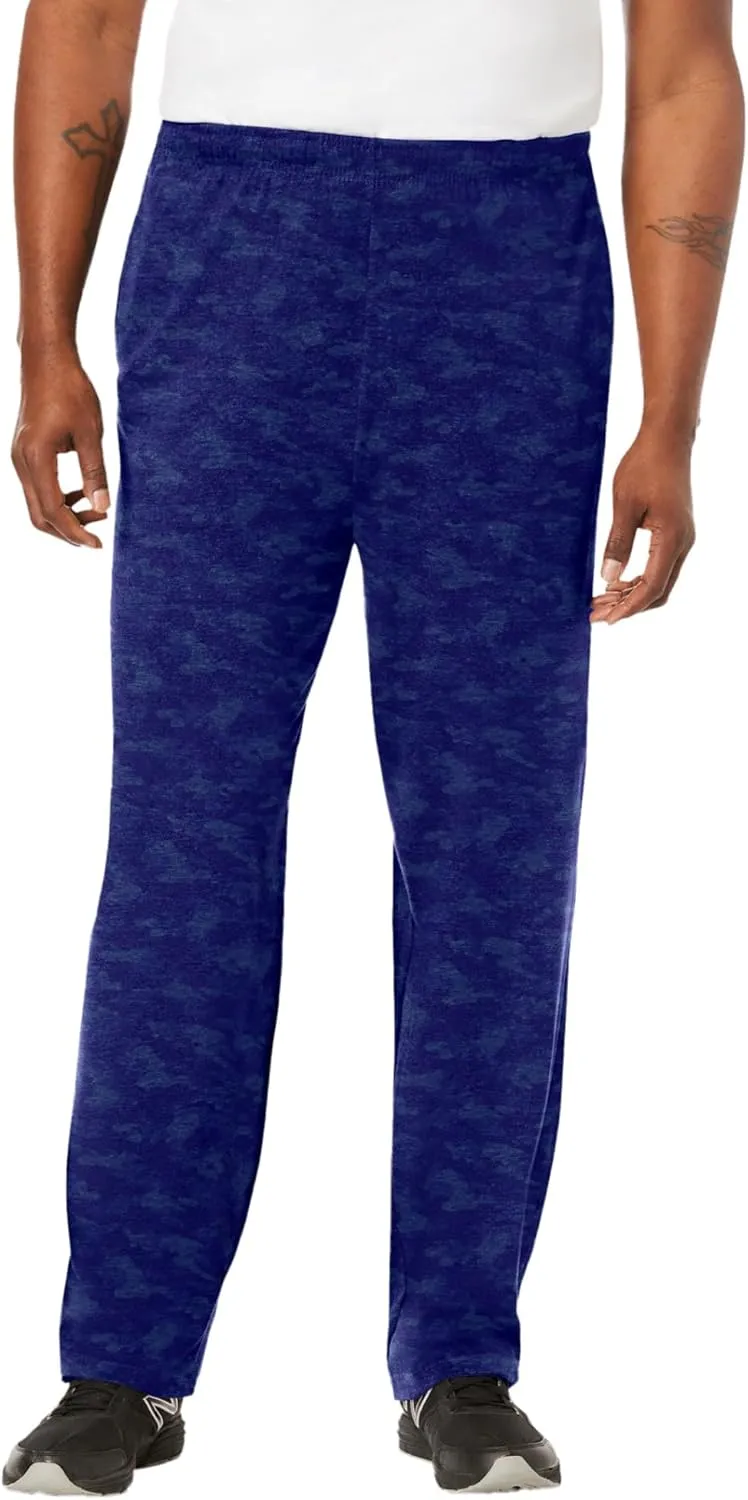 KingSize Men's Big & Tall Lightweight Jersey Open Bottom Sweatpants - L, Navy Mono Camo