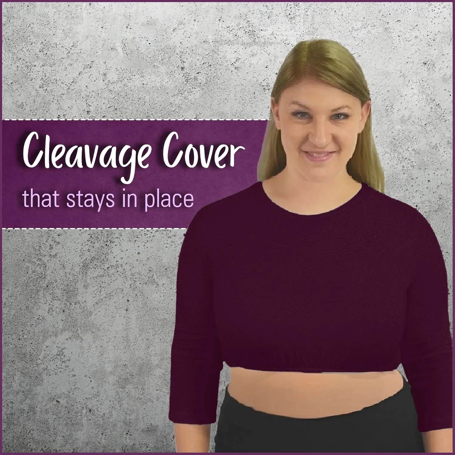Kosher Casual Women's Modest High Neck Cropped Layering Shell - Viscose Spandex 3-4 Sleeve Base Pullover Top