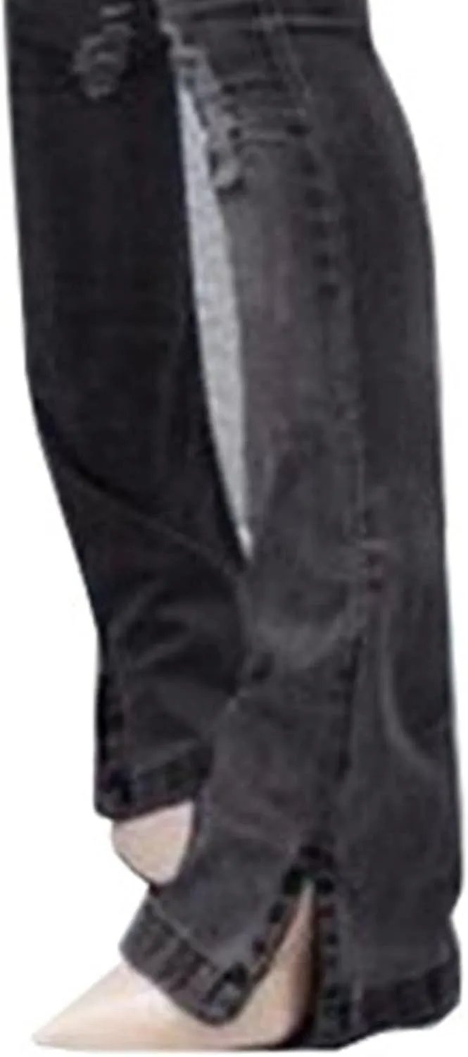 Ladies Side Slit Slim Ripped Denim Trousers Butt Lifting Flare Hold Jeans Stretch High Waisted Bell Distressed Jean