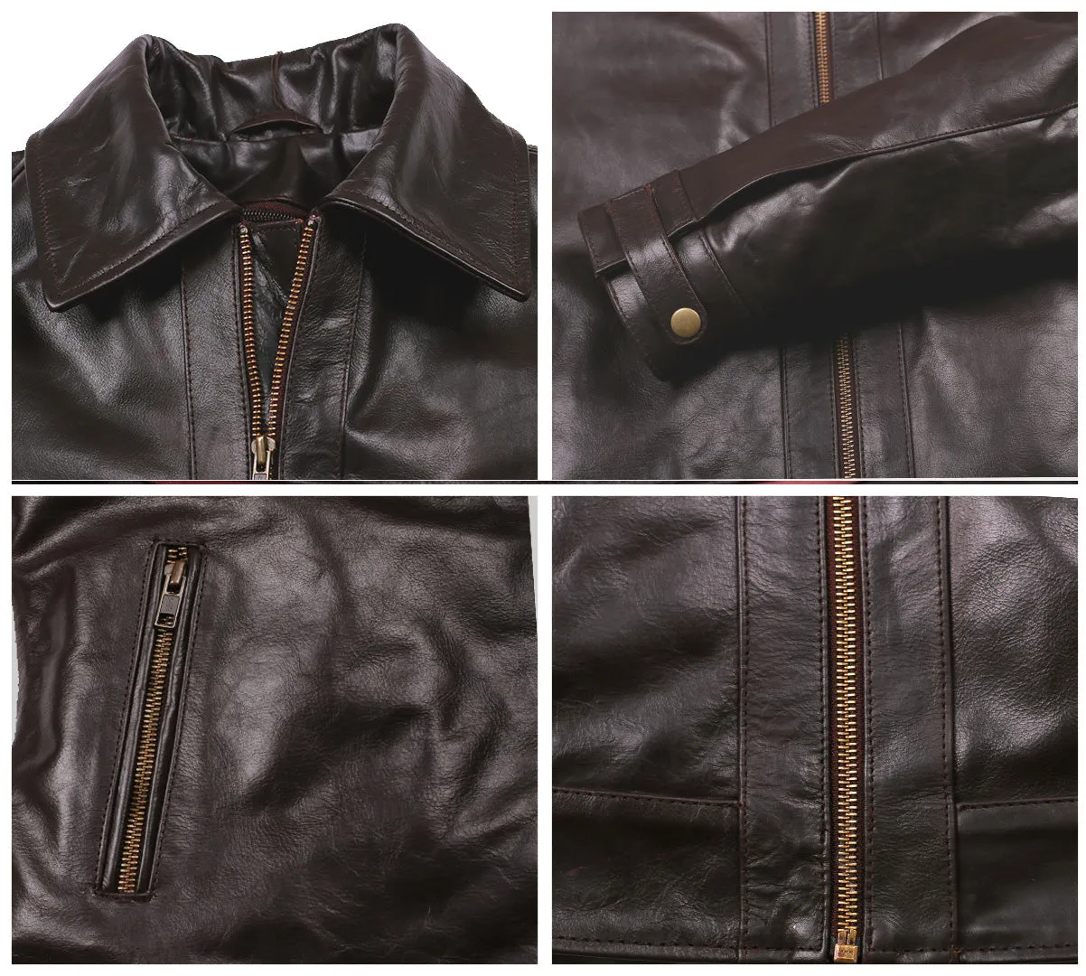 Leather Jackets Hub Mens Genuine Cowhide Leather Jacket (Black, Aviator Jacket) - 1501037