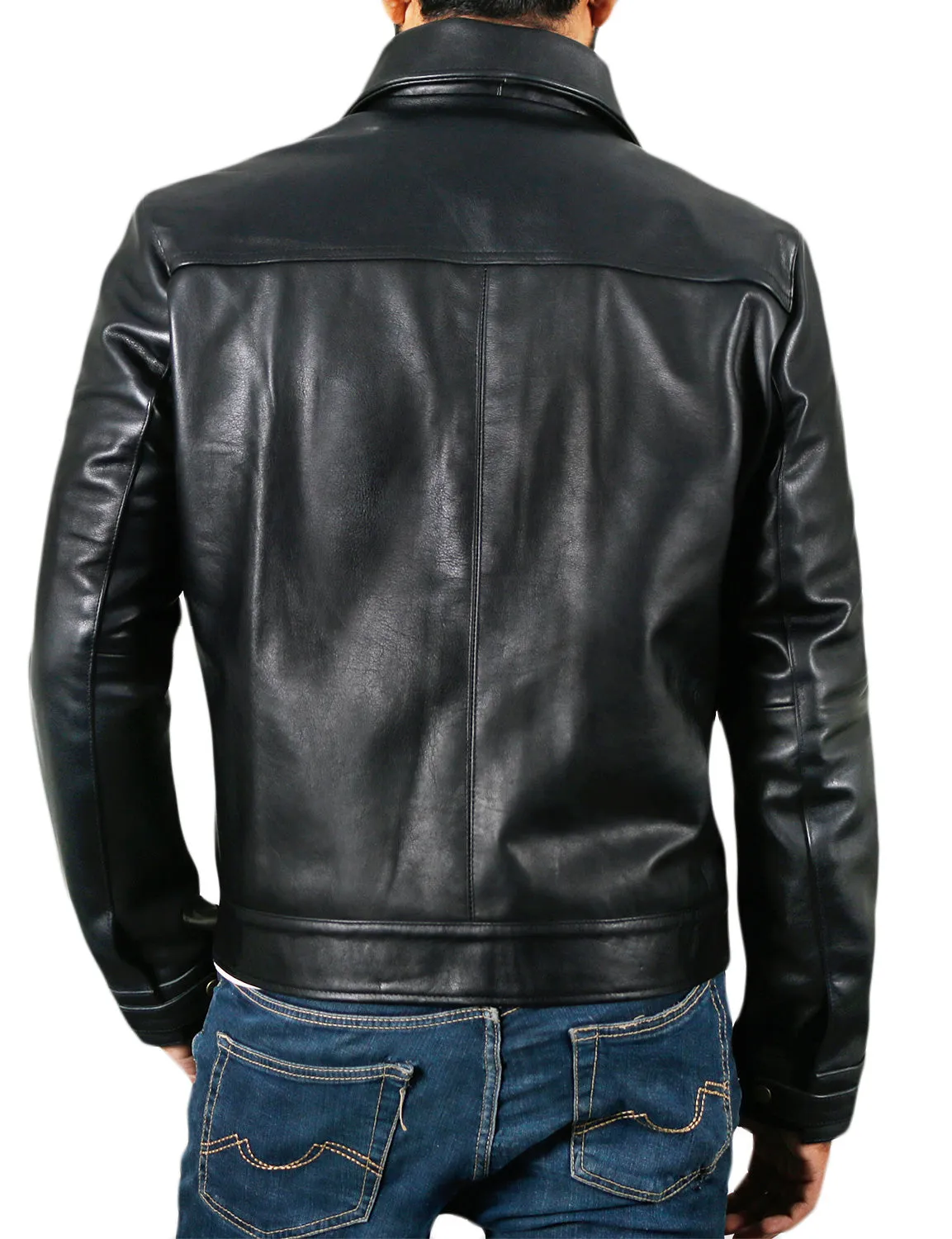 Leather Jackets Hub Mens Genuine Cowhide Leather Jacket (Black, Aviator Jacket) - 1501037