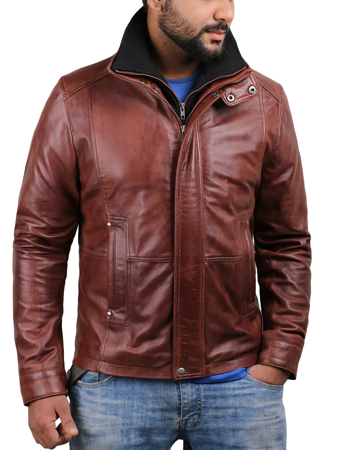 Leather Jackets Hub Mens Genuine Lambskin Leather Jacket (Black, Classic Jacket) - 1501105