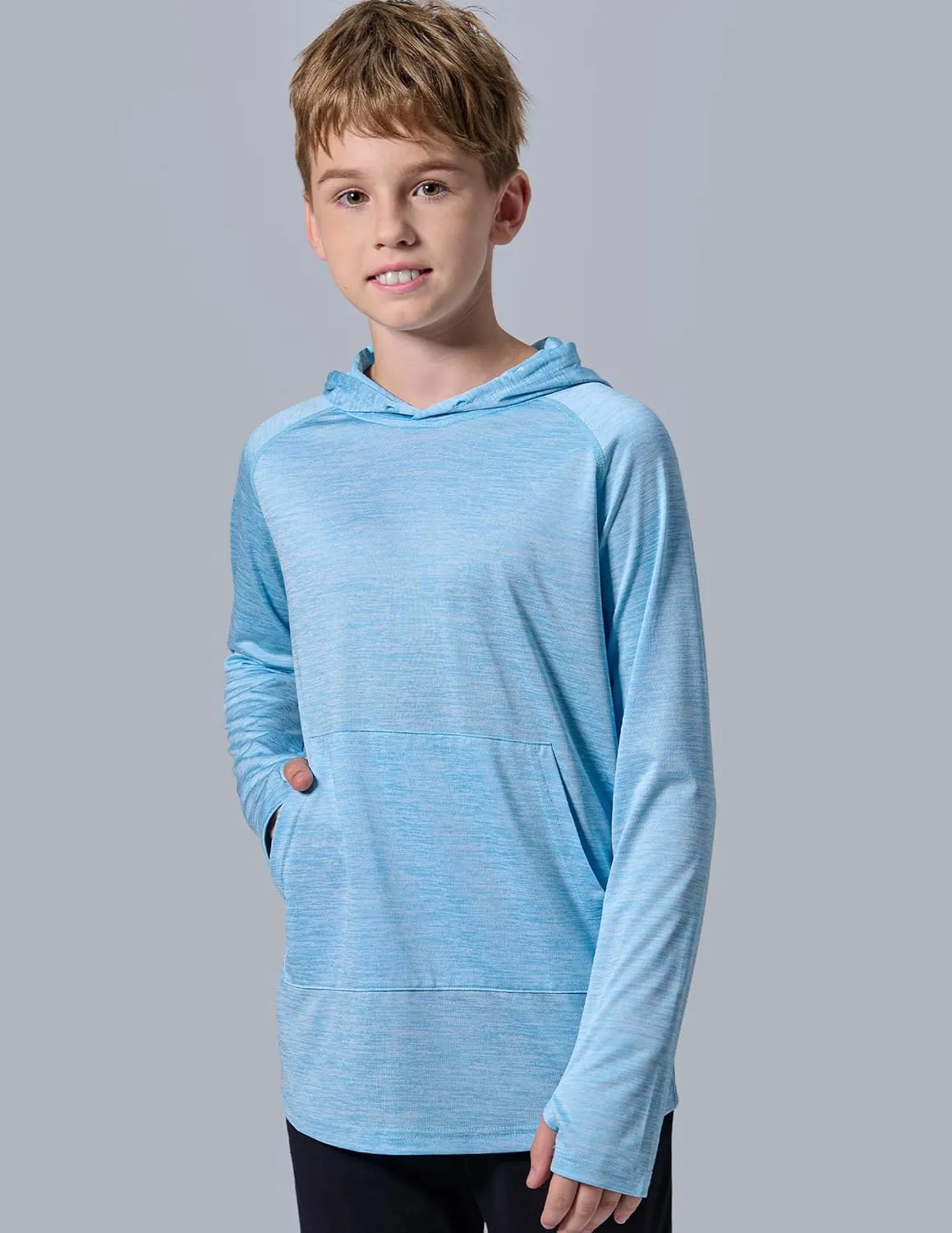 Liberty Imports 3 Pack: Youth Boys Teen Active Long Sleeve Hoodie Sweatshirts - Athletic Dry-Fit Hooded Pullover Shirts