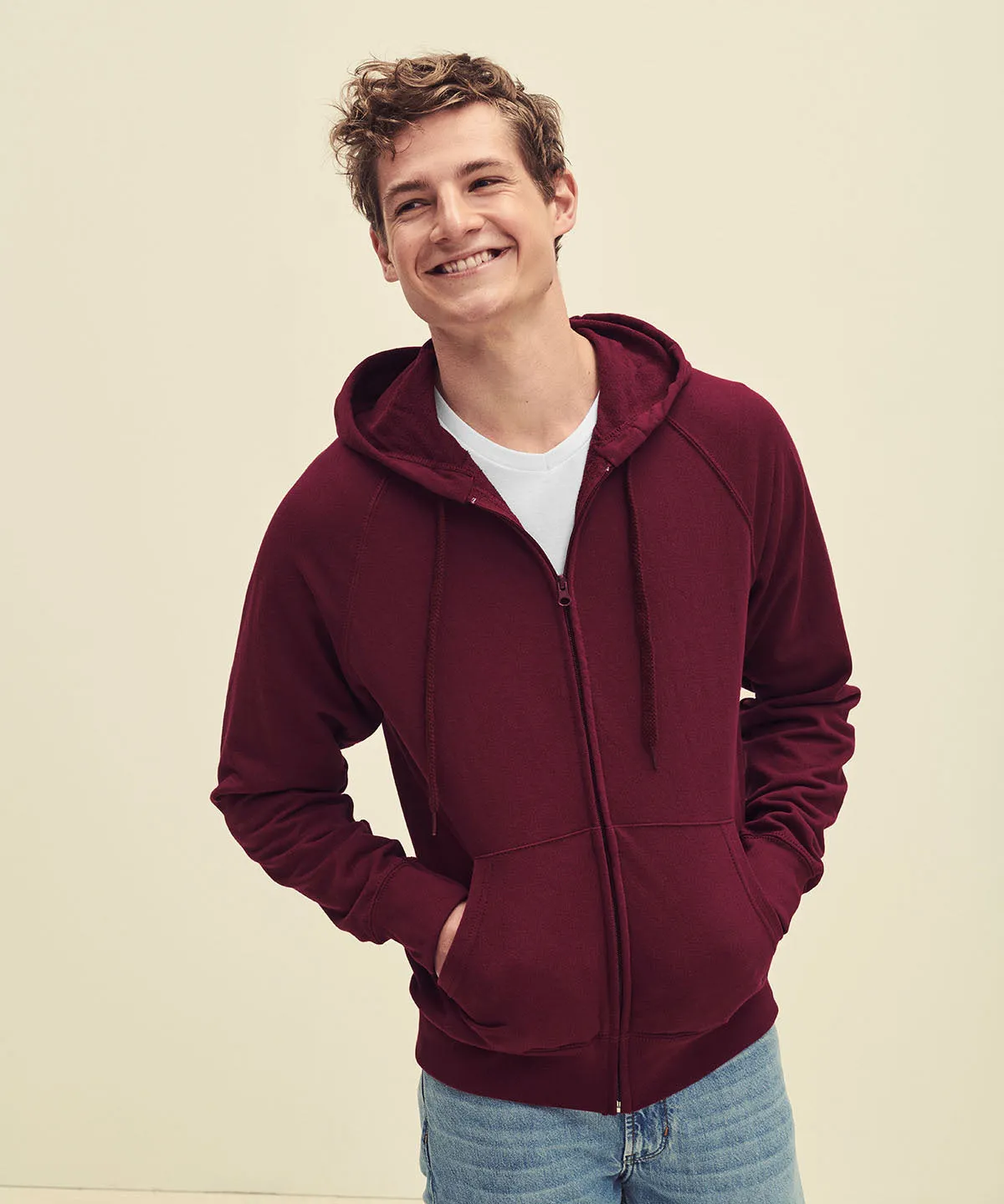 Lightweight hooded sweatshirt jacket | Orange