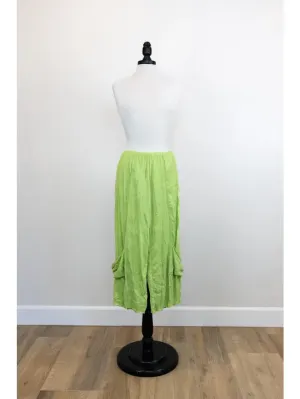 Lime Crinkle Crop Pant with Pockets