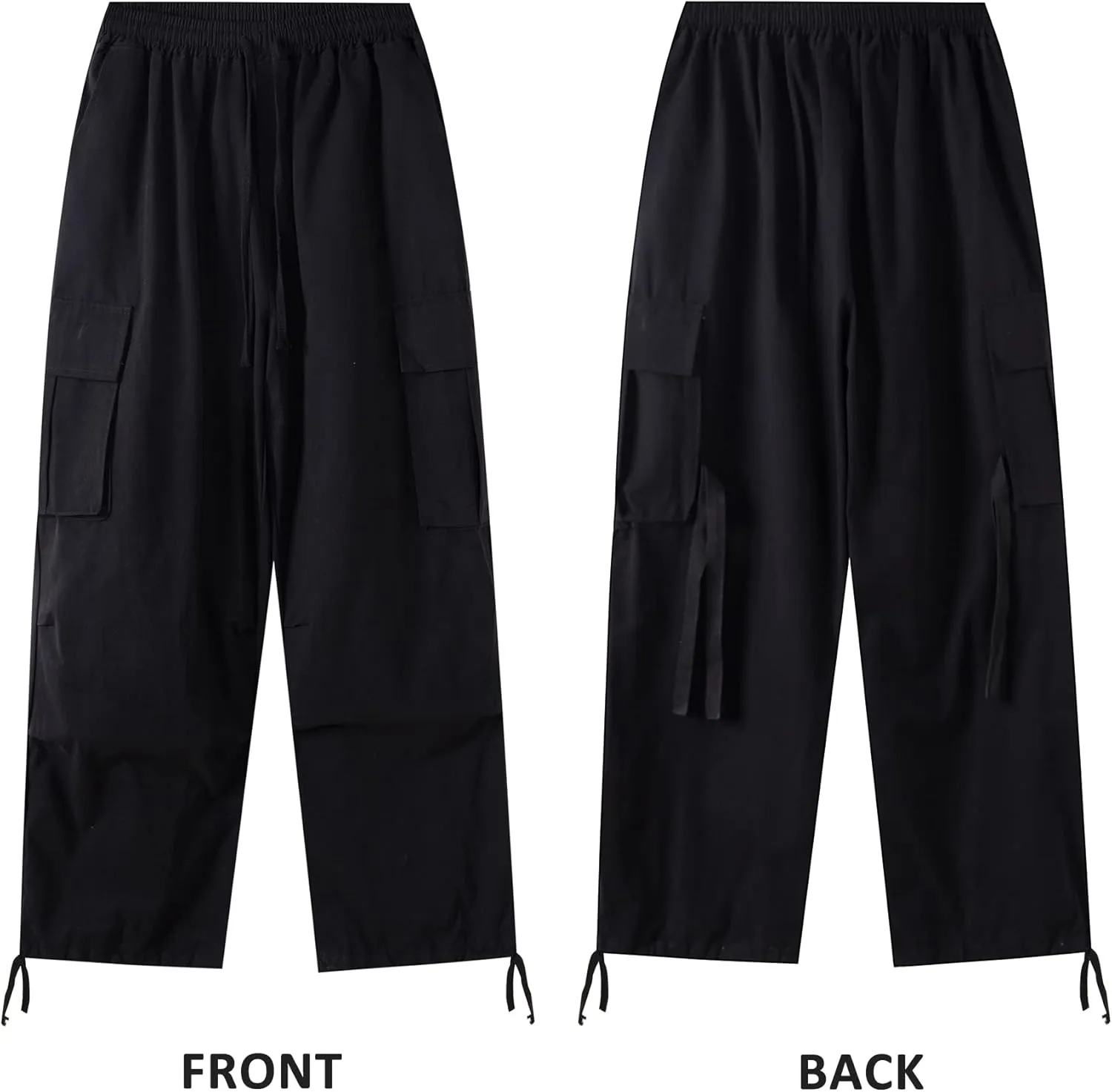 Linsennia Cargo Pants Women Baggy Y2k Streetwear Wide Leg Pants with Pockets High Waist Drawstring Goth