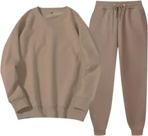 Lounge Sets for Women Two Piece Long Sleeve V Neck Baggy Clothes Pullover Sweatshirt Joggers Sweatpants Suit