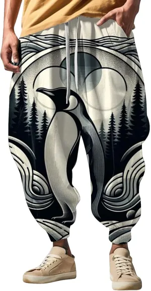 Low Crotch Sweats Fashion Street Feel Casual Sweatpants Drawstring Elastic Waist Boho Hippie Trousers Burning Man