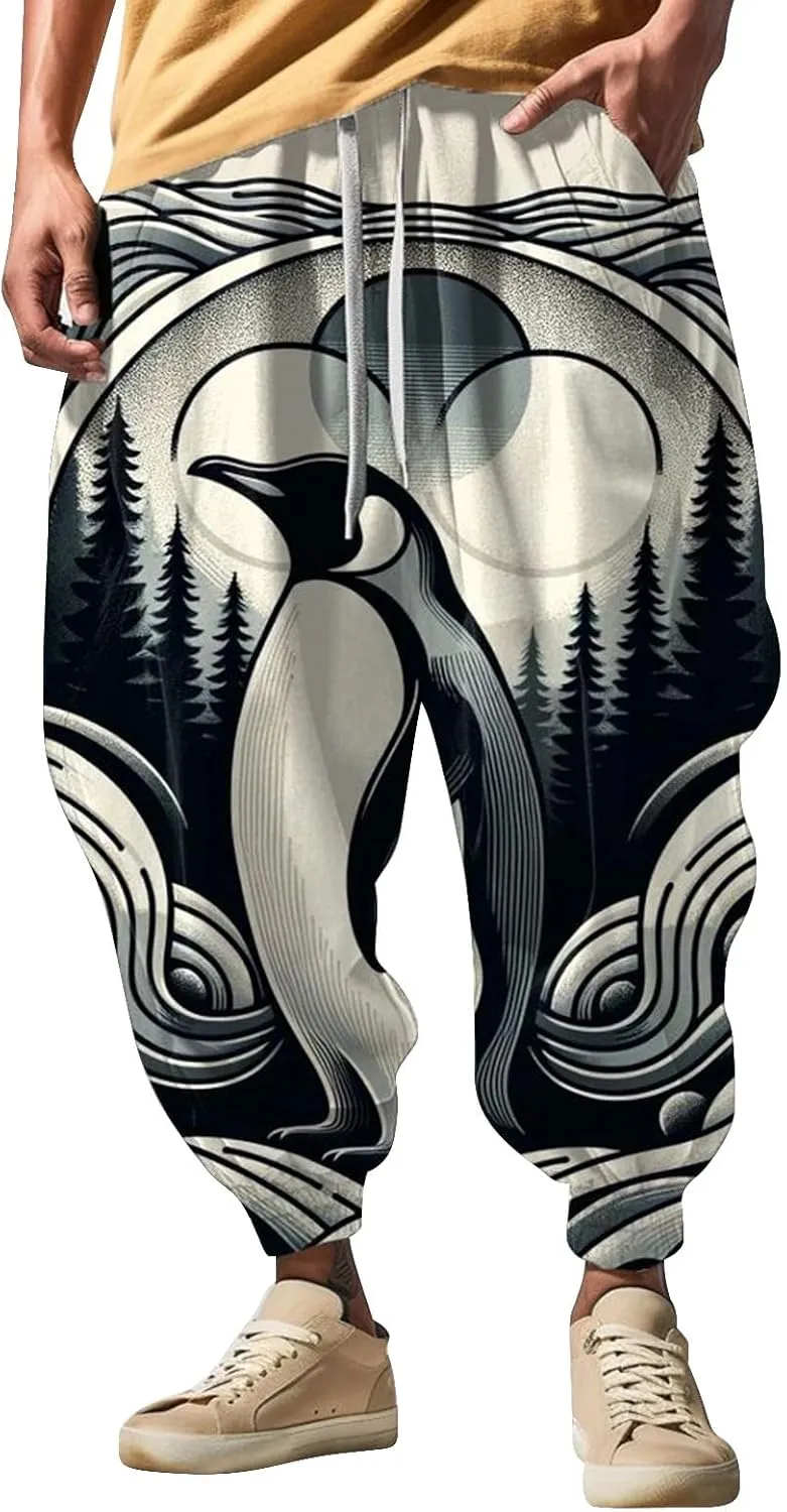 Low Crotch Sweats Fashion Street Feel Casual Sweatpants Drawstring Elastic Waist Boho Hippie Trousers Burning Man