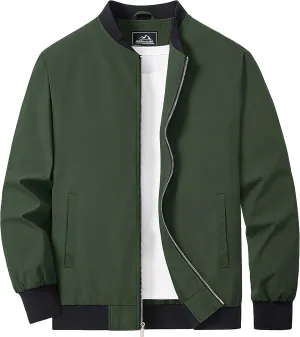 MAGCOMSEN Men's Bomber Jacket Lightweight Casual Zip Up Windbreaker Spring Fall Golf Coat with Pockets