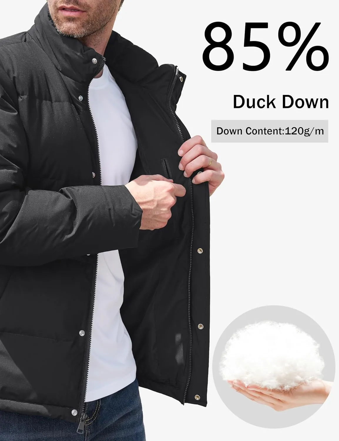 MAGCOMSEN Men's Down Jacket Warm Puffer Jacket Winter Coats Water Resistant Windproof Insulated Jacket