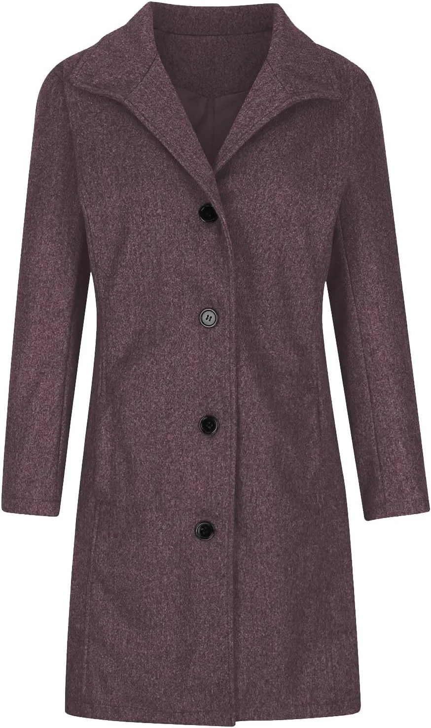 maisdgop Trench Coat Women Faux Wool Single Breasted Pea Coat Mid Length Jackets Oversized Loose Long Sleeve Windbreaker