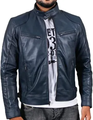 Male Cafe Racer Style PU Jacket Motorcycle Distressed Leather Jackets Moto Coat Bikers Leather Biker Blazer