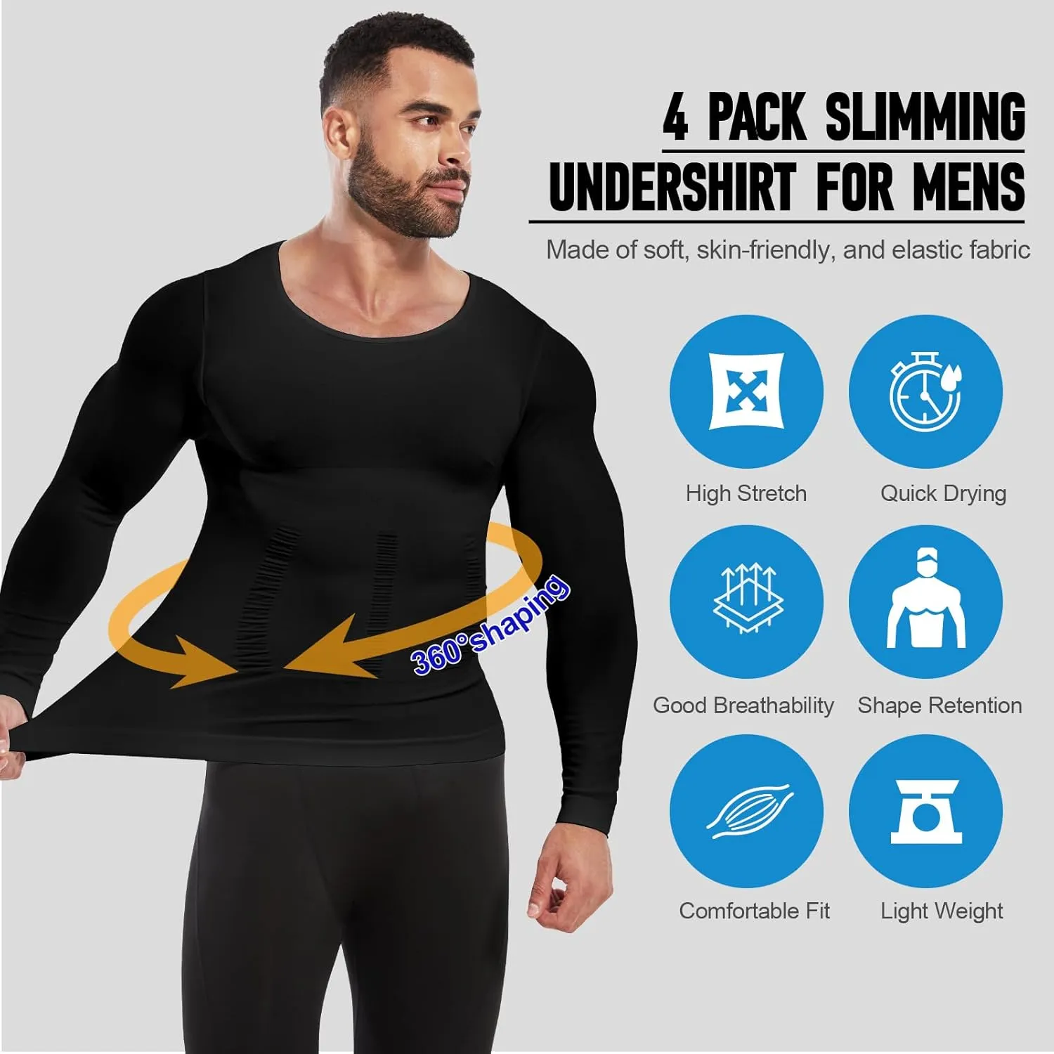 MEETWEE Compression Shirt Men, Long Short Sleeve Athletic Workout Shirt Base Layer Undershirt for Sport Running Fitness