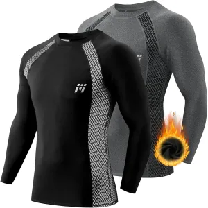 MEETWEE Thermal Shirts for Men, Mens Thermal Long Sleeve Shirt, Thermal Tops Men, Fleece Lined Undershirt Base Layer