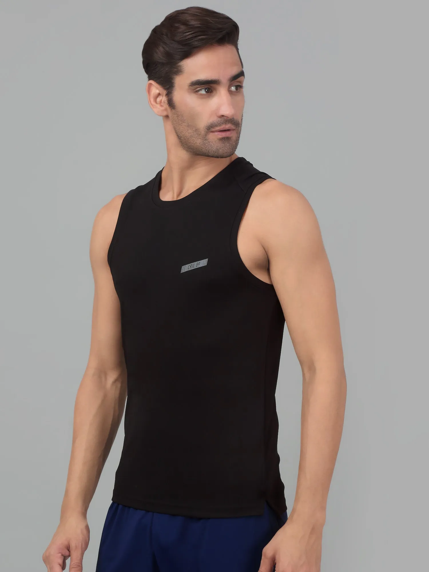 Men's Black  Round neck Sleeveless Tank top