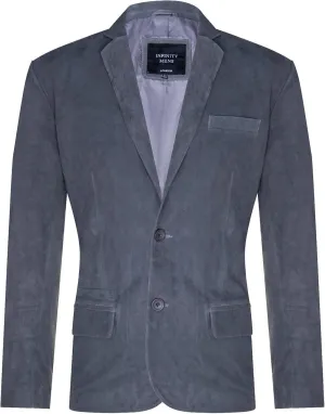Men's Black Suede Blazer Jacket Soft Real Italian Leather Fitted Vintage Coat