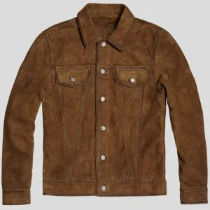 Mens Brown Suede Leather Rider Jacket