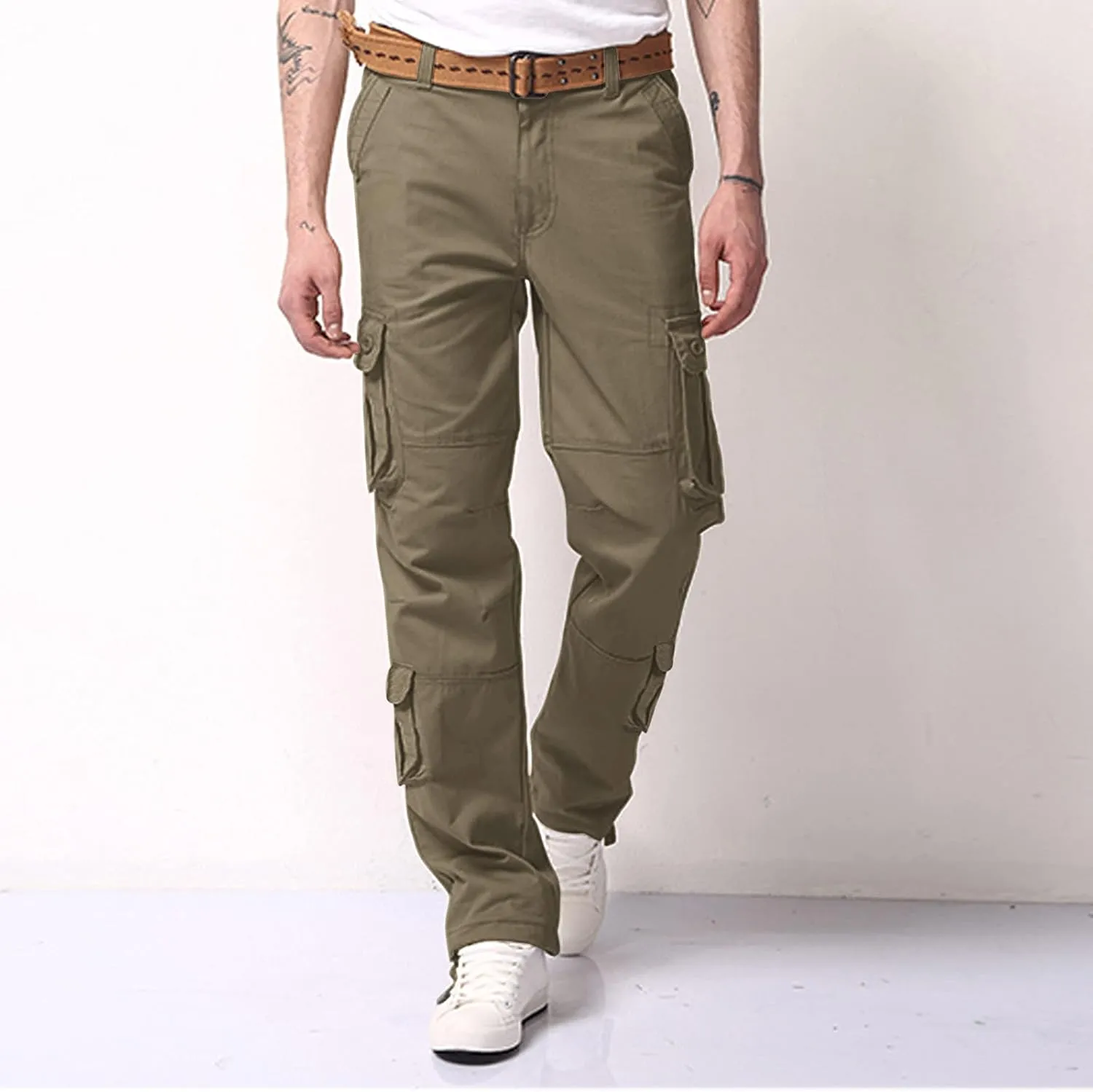 Men's Casual Cargo Pants Slim Fit Stretch Joggers Fashion Style Trousers Regular Tapered Cargo Pant with Pockets