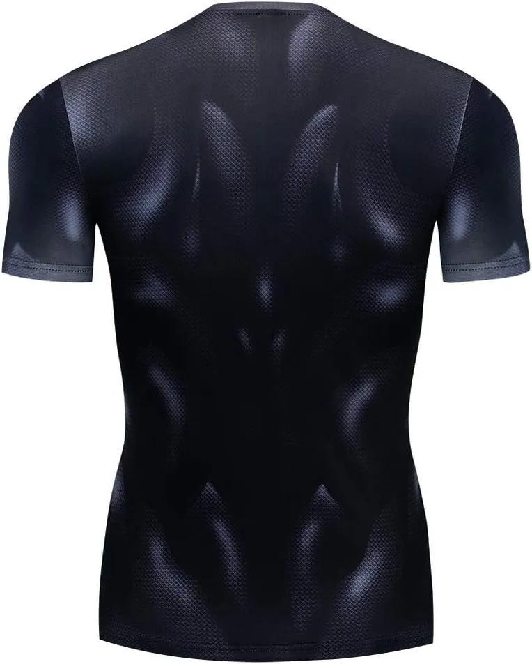 Men's Compression 3D Printed Shirts for Men with Designs Short Sleeve Workout Superhero Tee