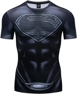 Men's Compression 3D Printed Shirts for Men with Designs Short Sleeve Workout Superhero Tee