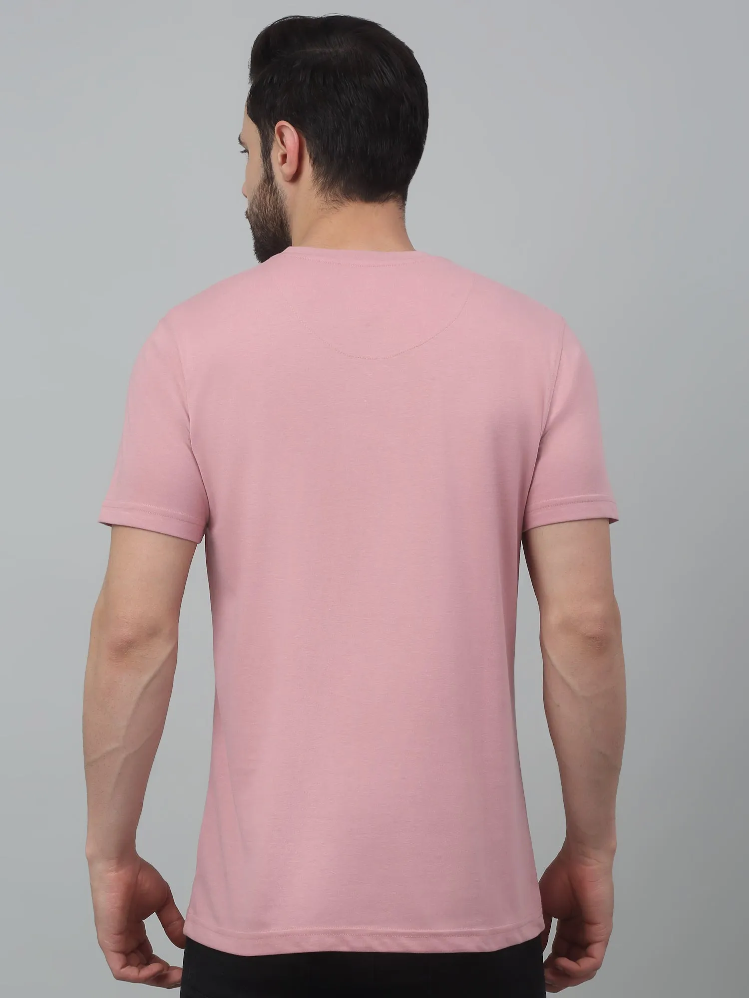 Men's Dusty Pink Round neck Half Sleeve T-Shirt with Typographic print