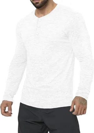 Mens Henley Shirt Dry Fit Tech 3 Button T Slim Fit Quick Dry Gym Tshirt Long Sleeve Lightweight Basic Casual Tee