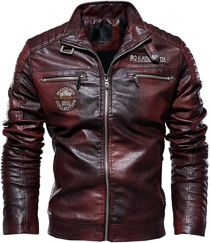 Mens Leather Jacket Aviator Jacket Motorcycle Suit Warm Leisure Jacket Outdoor Fashion Classic Jacket