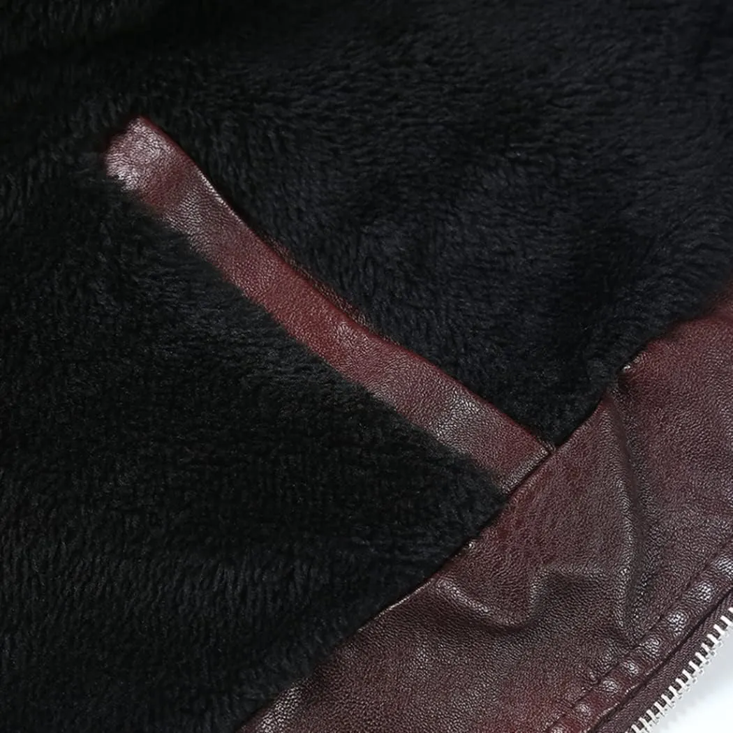 Mens Leather Jacket Aviator Jacket Motorcycle Suit Warm Leisure Jacket Outdoor Fashion Classic Jacket