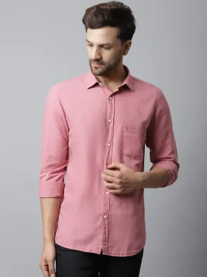 Men's Mauve Casual Plain Full Sleeve Shirt