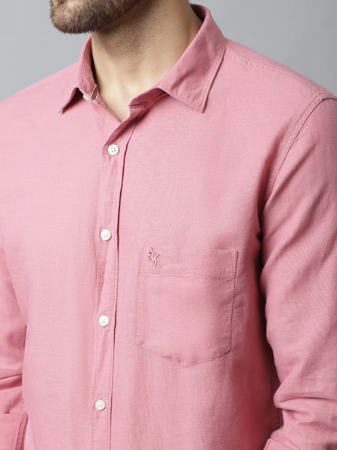 Men's Mauve Casual Plain Full Sleeve Shirt