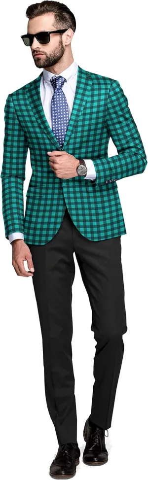Men's Plaid Blazer 2 Button Lightweight Regular Fit Checked Plaid Suit Sport Coat Jacket Casual Daily Dress Jacket Sport Coat