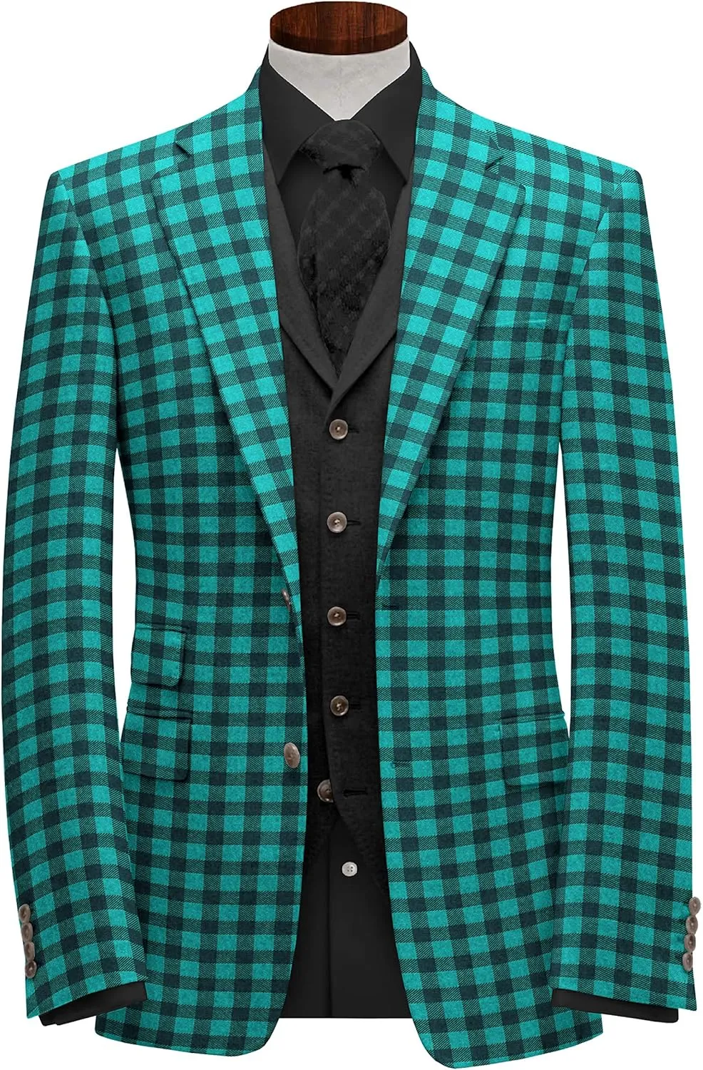 Men's Plaid Blazer 2 Button Lightweight Regular Fit Checked Plaid Suit Sport Coat Jacket Casual Daily Dress Jacket Sport Coat