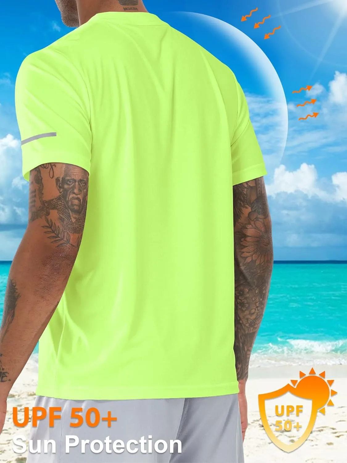 Men's Rash Guard UPF 50  Sun Protection Clothing Short Sleeve T-Shirts for Men Lightweight Quick Dry SPF UV Swim Tees