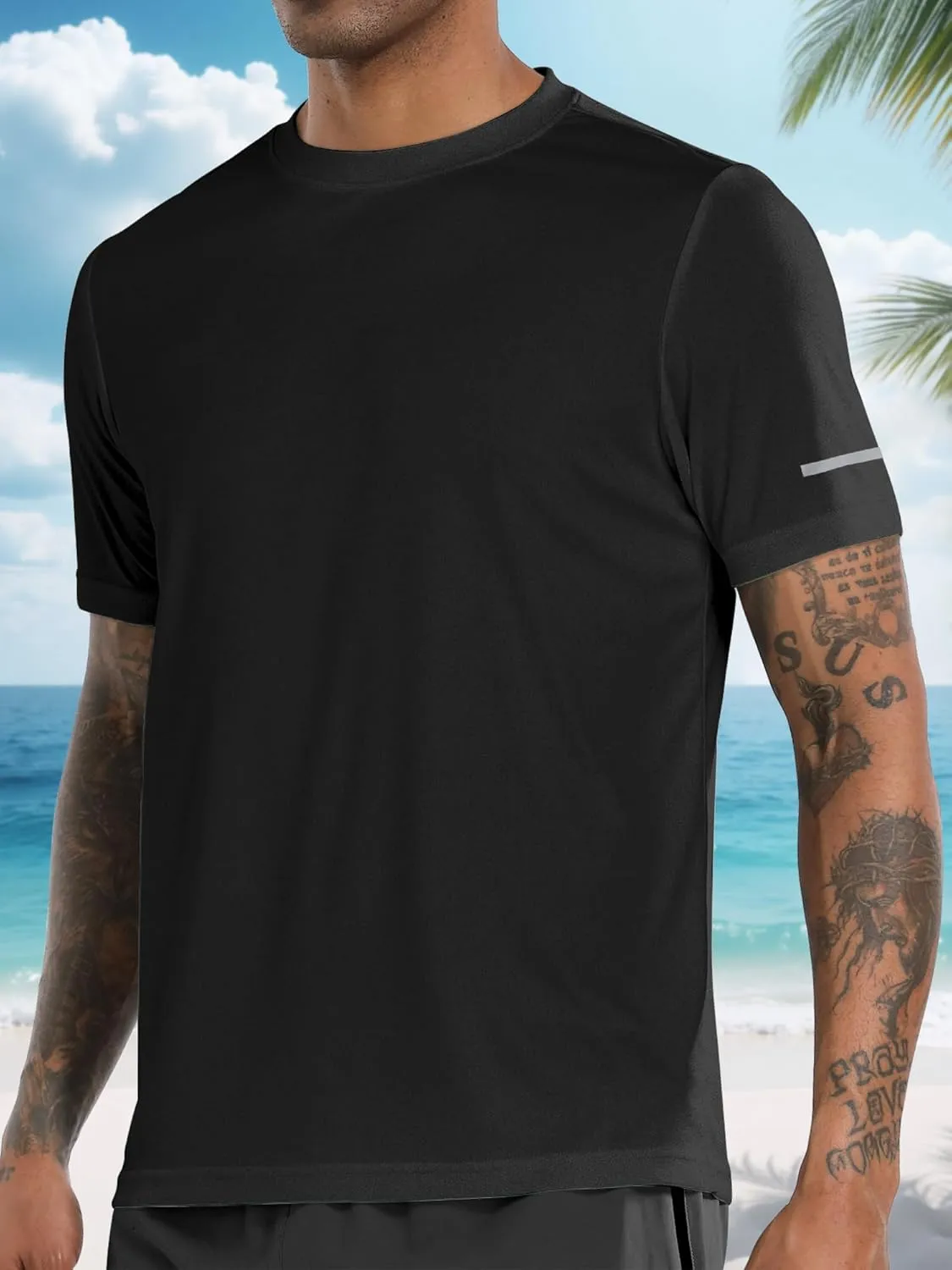 Men's Rash Guard UPF 50  Sun Protection Clothing Short Sleeve T-Shirts for Men Lightweight Quick Dry SPF UV Swim Tees