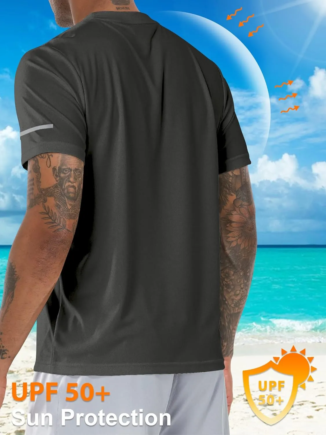 Men's Rash Guard UPF 50  Sun Protection Clothing Short Sleeve T-Shirts for Men Lightweight Quick Dry SPF UV Swim Tees