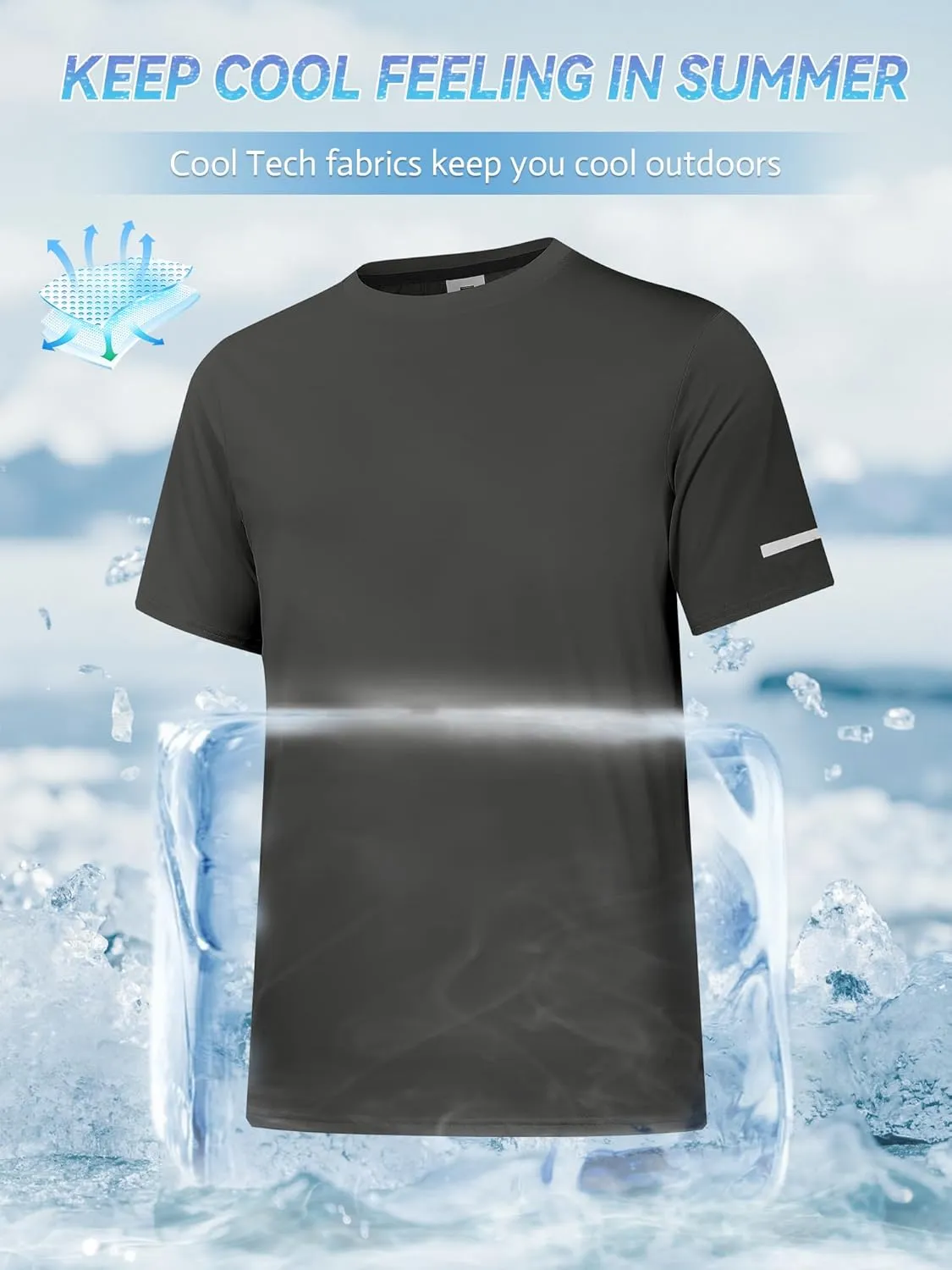 Men's Rash Guard UPF 50  Sun Protection Clothing Short Sleeve T-Shirts for Men Lightweight Quick Dry SPF UV Swim Tees