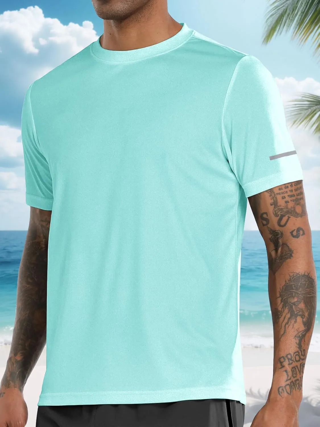 Men's Rash Guard UPF 50  Sun Protection Clothing Short Sleeve T-Shirts for Men Lightweight Quick Dry SPF UV Swim Tees