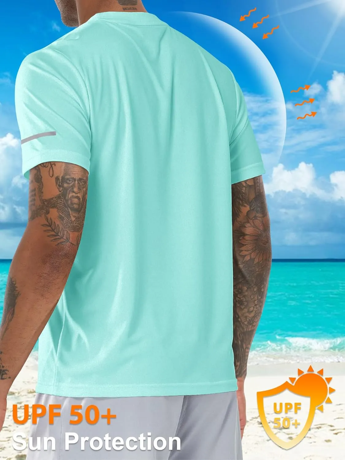 Men's Rash Guard UPF 50  Sun Protection Clothing Short Sleeve T-Shirts for Men Lightweight Quick Dry SPF UV Swim Tees