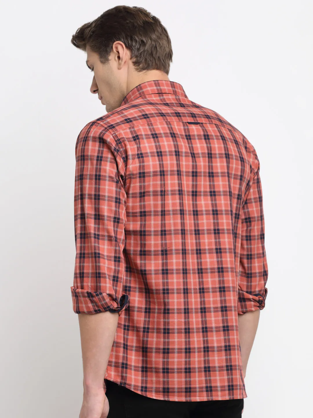 Men's Red Casual Big Checks Full Sleeve Shirt