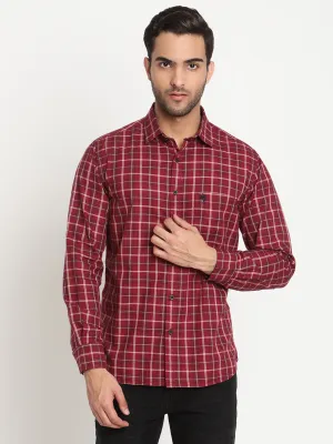 Men's Red Casual Medium Checks Full Sleeve Shirt