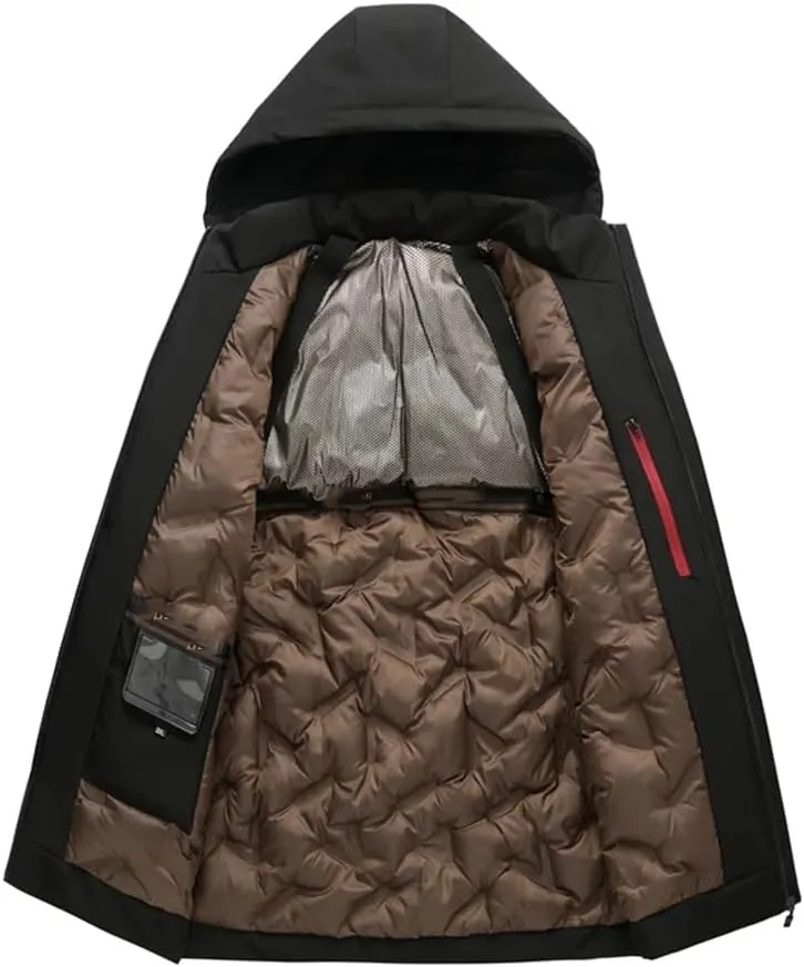 Men's Thicken Winter Coats Parkas Winter Casual Detachable Hooded Warm Cotton-Padded Jacket