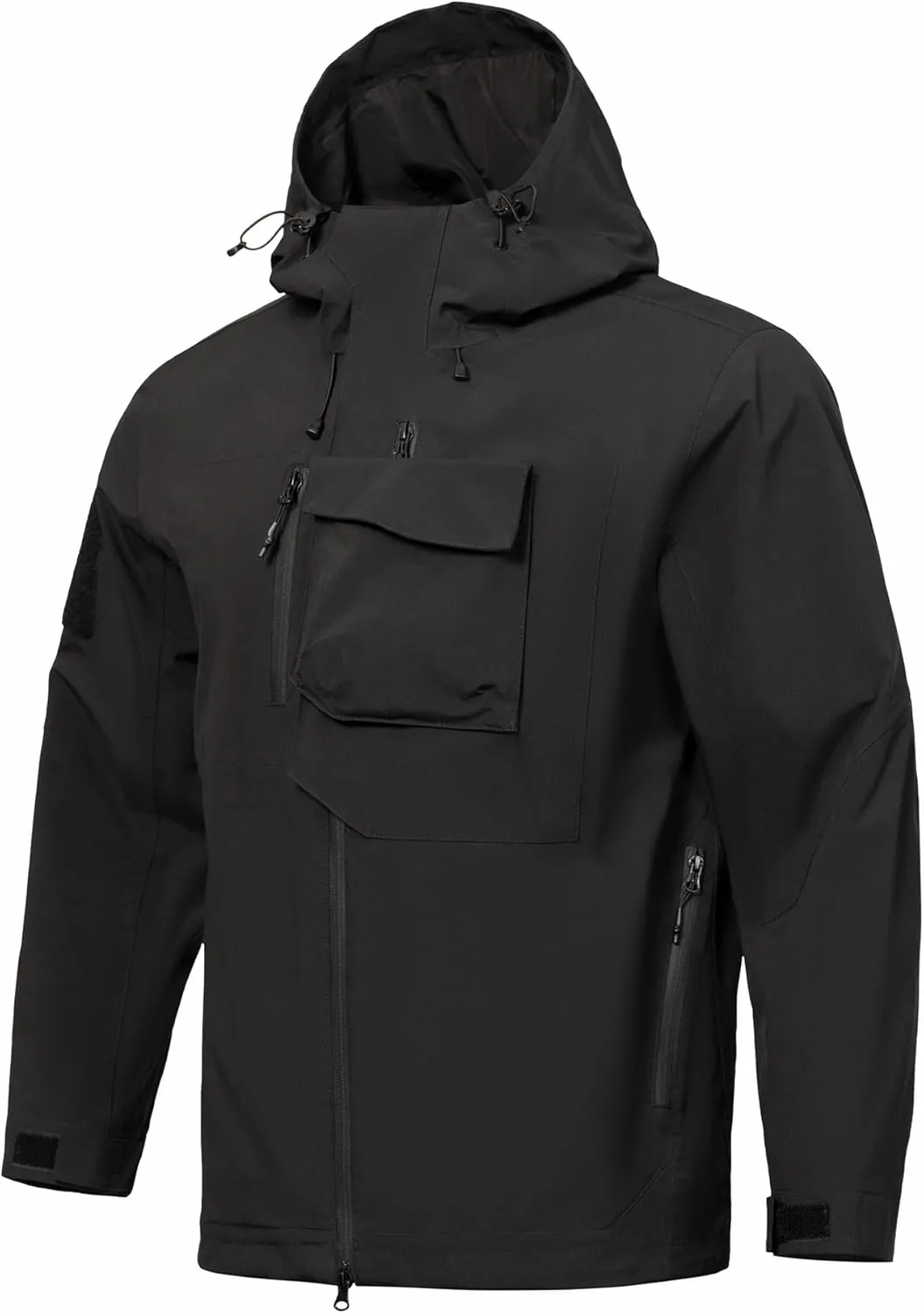 Men's Waterproof Tactical Jacket Lightweight Hooded Rain Jackets Raincoat Stain Resistant Breathable Outdoor Shell