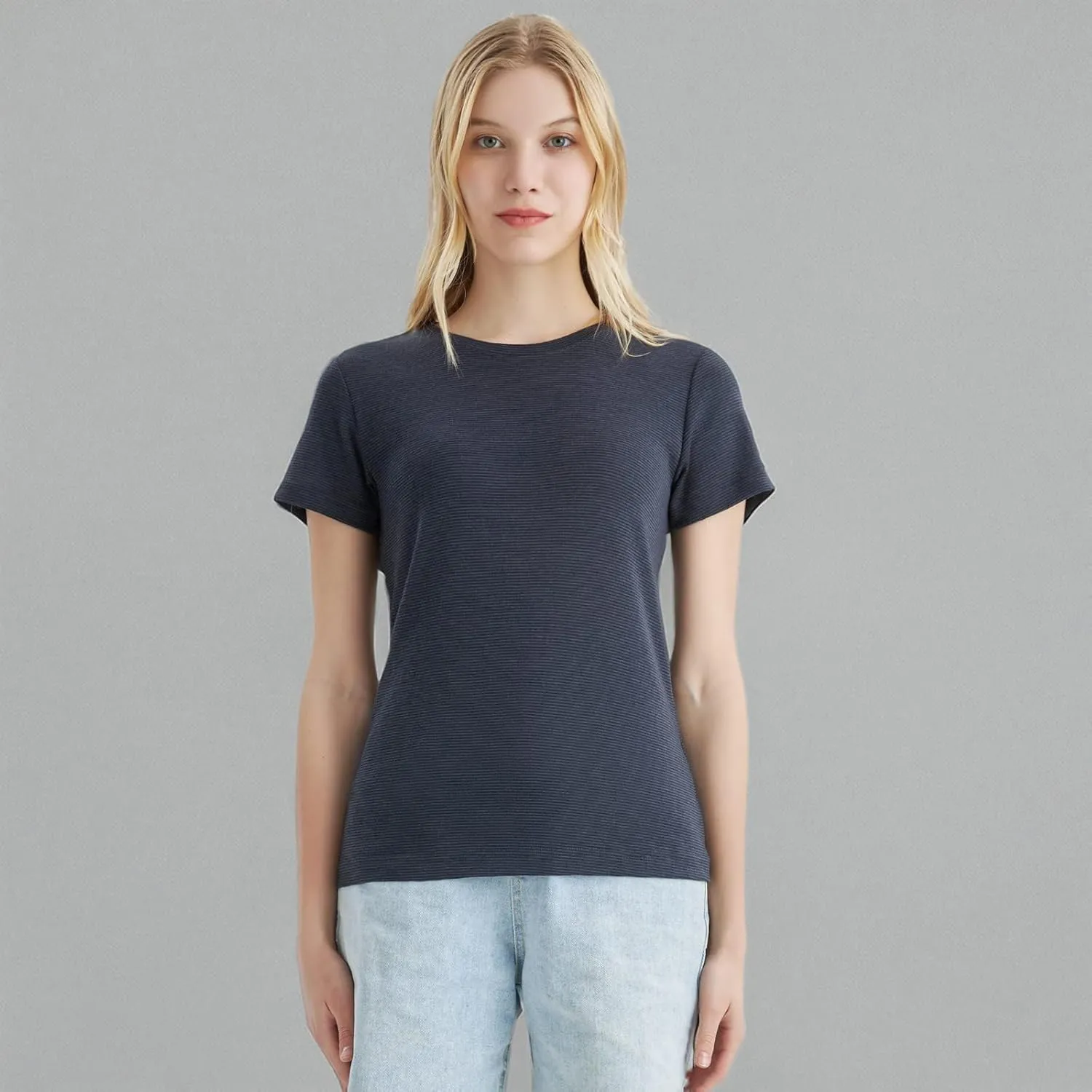 Merino Protect 100% Merino Wool T Shirts Women Crew Neck Tops Short Sleeve Odor Resistance Base Layer Travel Hiking Tee Shirt